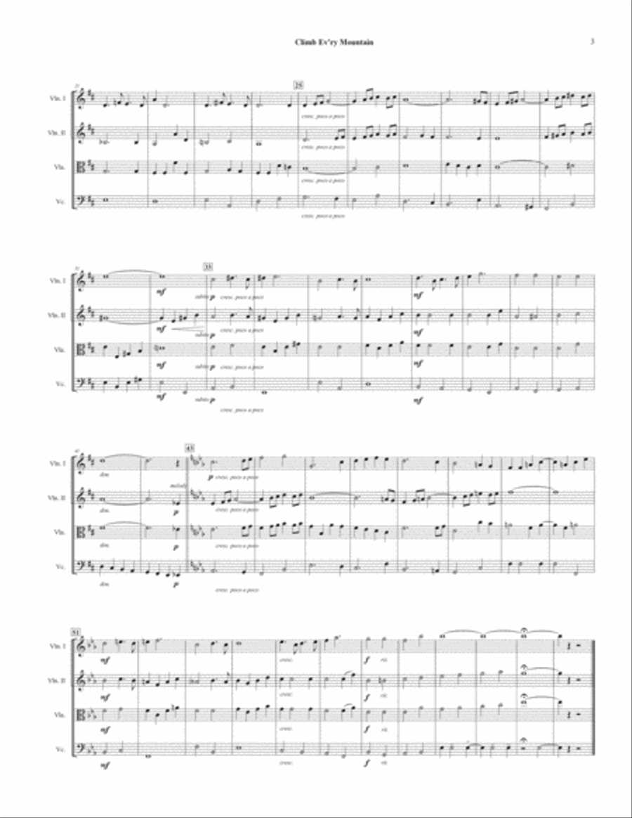Climb Ev'ry Mountain String Quartet scores gallery preview page 3
