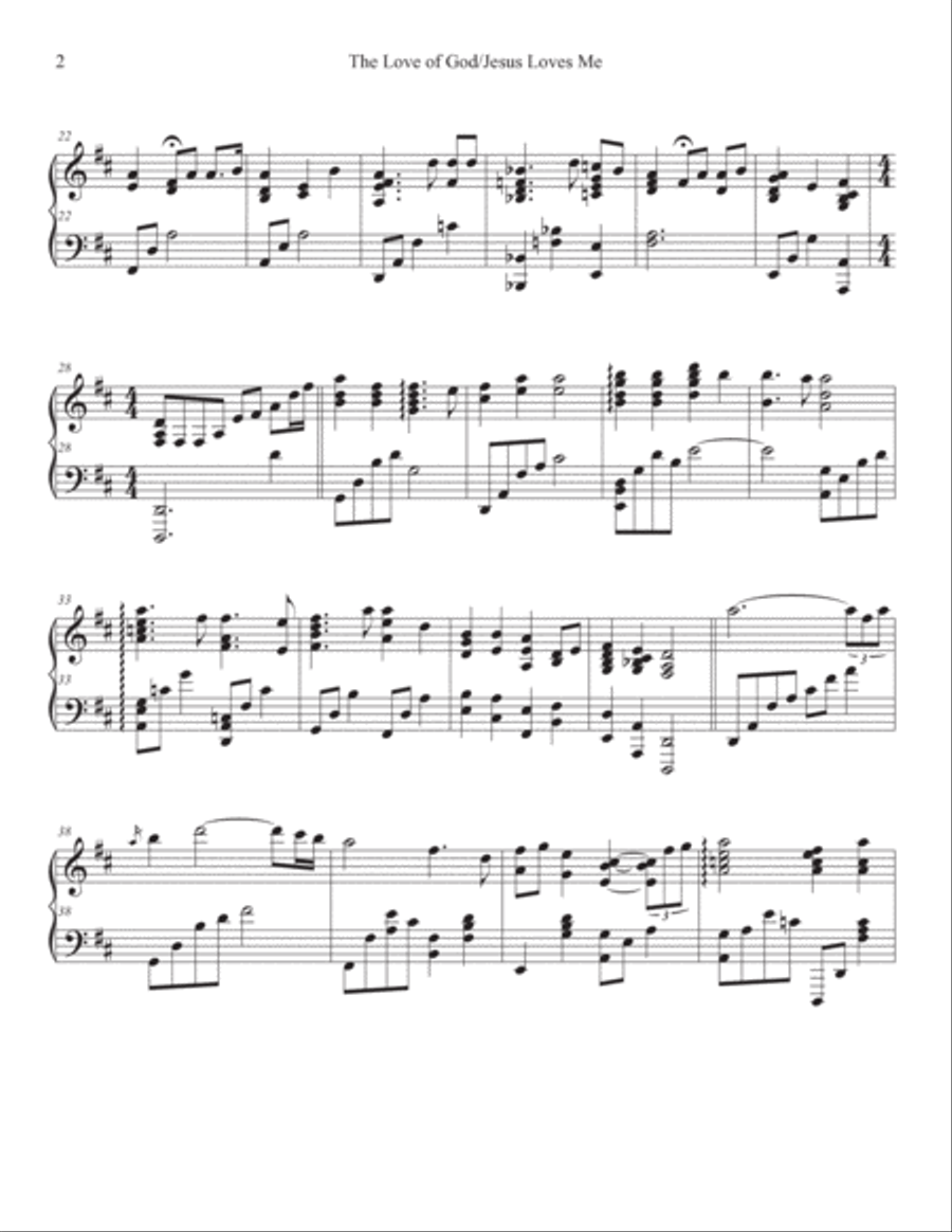 The Love of God / Jesus Loves Me The Love of God / Jesus Loves Me Piano Solo scores gallery preview page 2