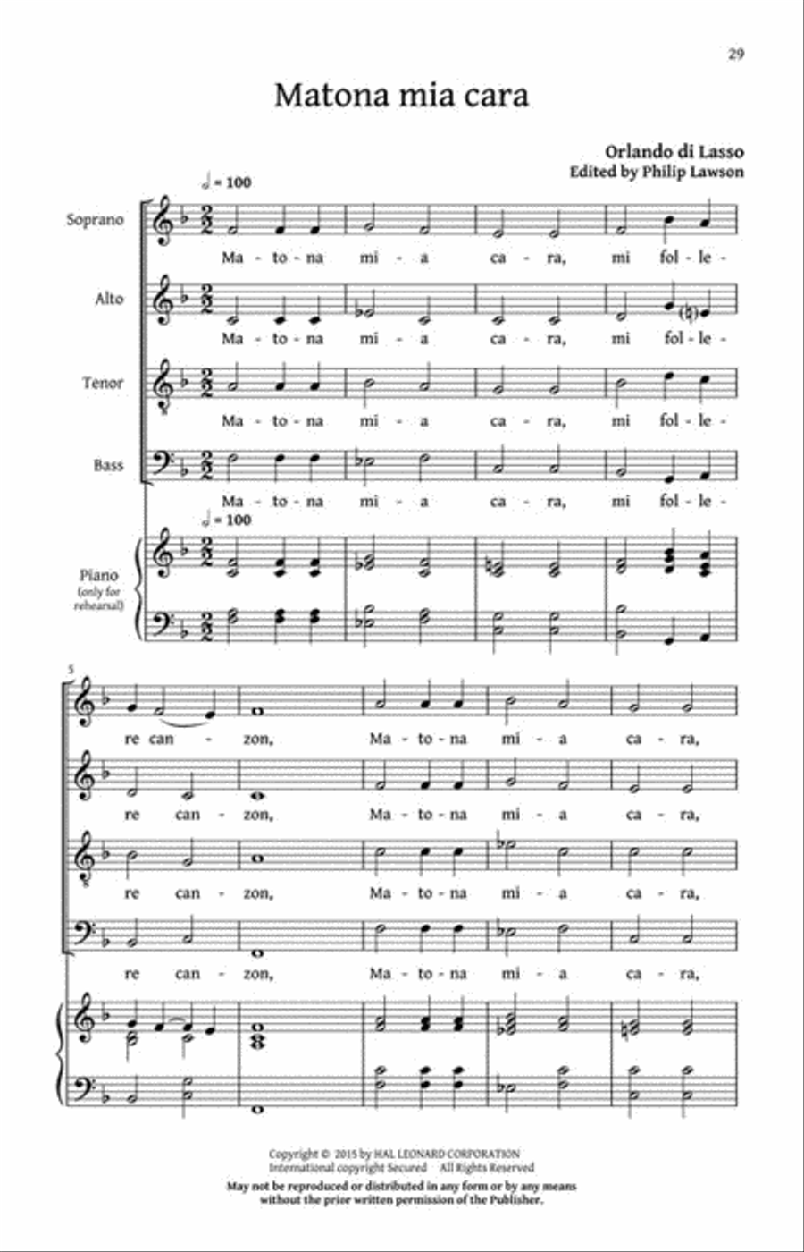 Five Italian Madrigals Five Italian Madrigals 4-Part scores gallery preview page 5