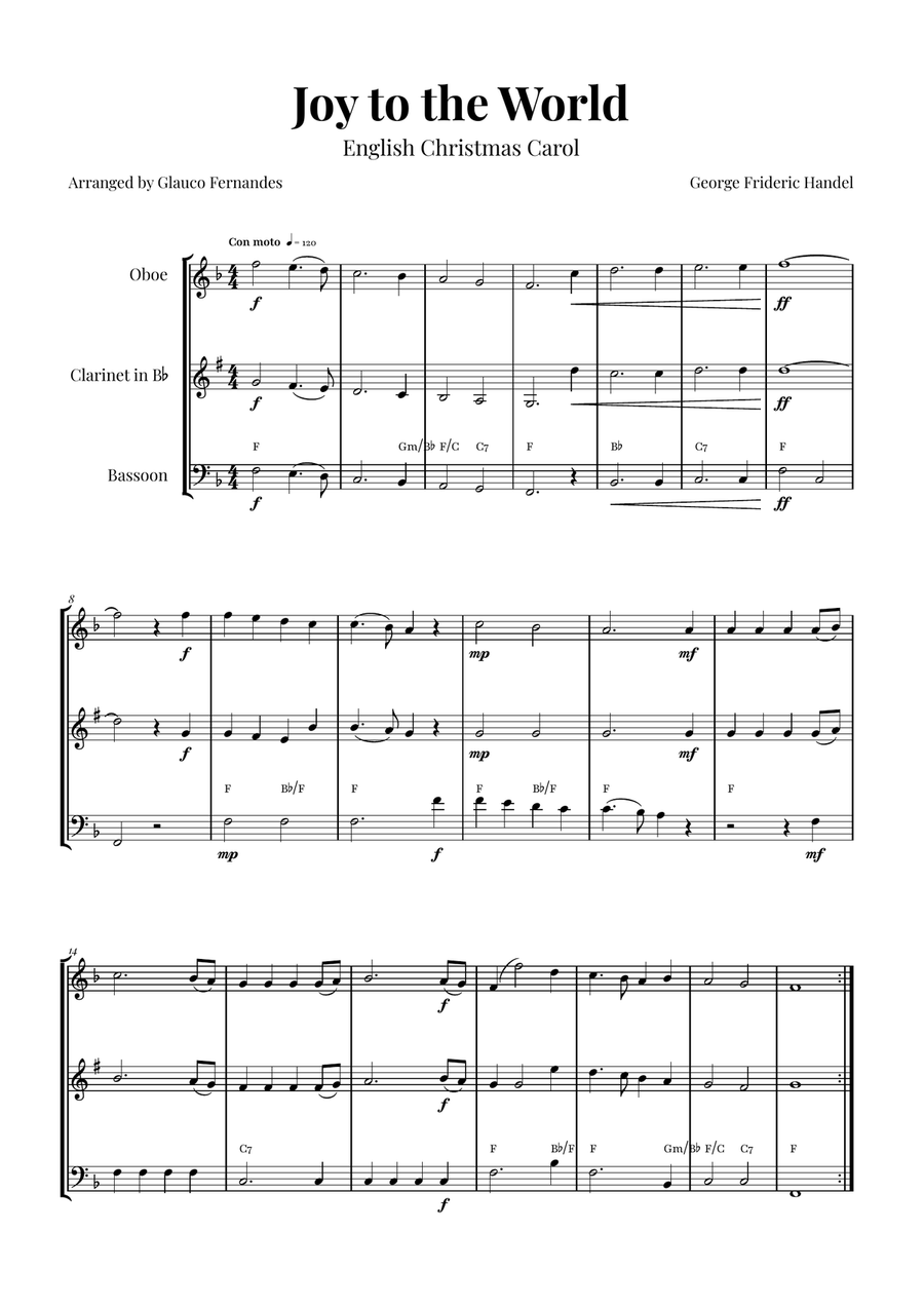 Joy to the World | BEAUTIFUL Trio Woodwind Trio scores gallery preview page 1