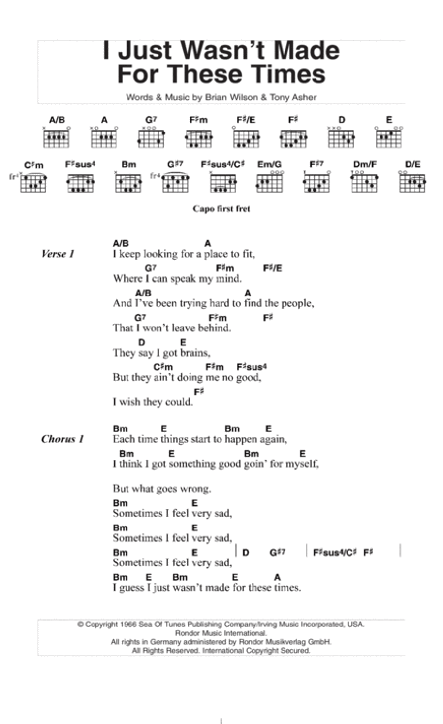 I Just Wasn't Made For These Times Acoustic Guitar scores gallery preview page 1