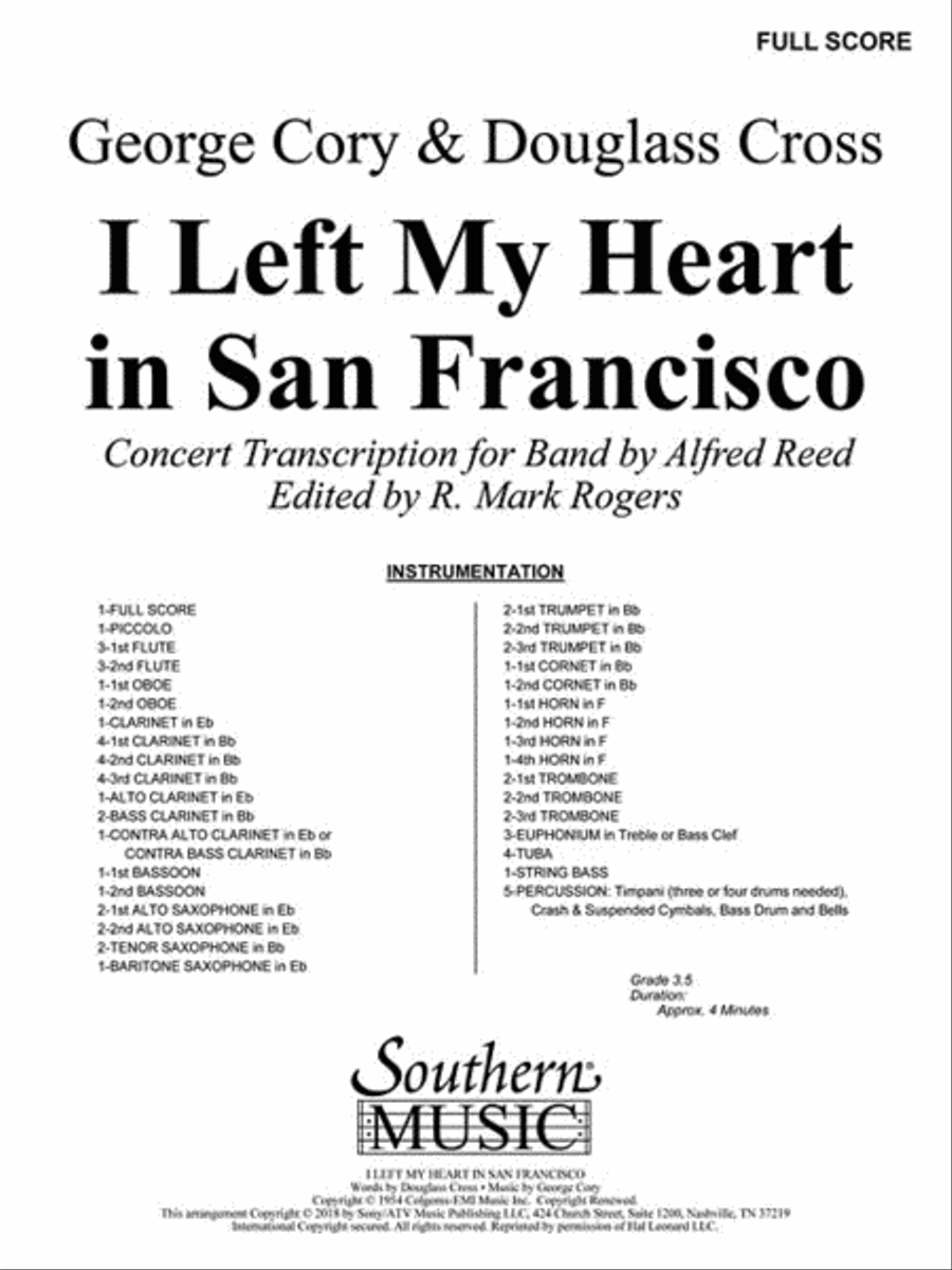 I Left My Heart in San Francisco Concert Band scores gallery preview page 2