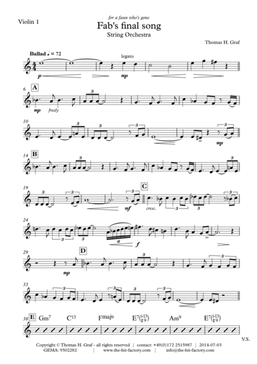 Fabs final song - Ballad - Jazz - String Orchestra String Quartet scores gallery preview page 5