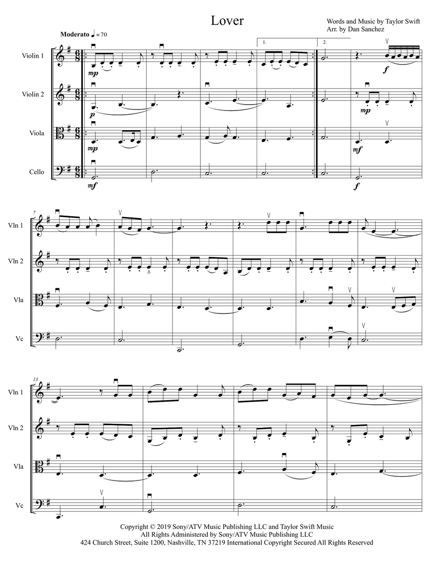 Lover String Quartet scores gallery preview page 3