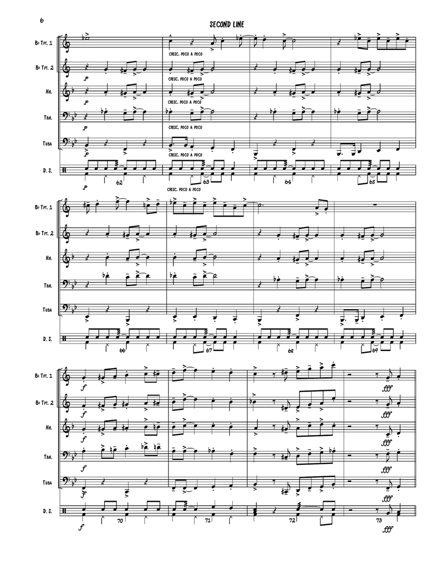 SECOND LINE - Brass Quintet - New Orleans Parade Music Brass Quintet scores gallery preview page 6