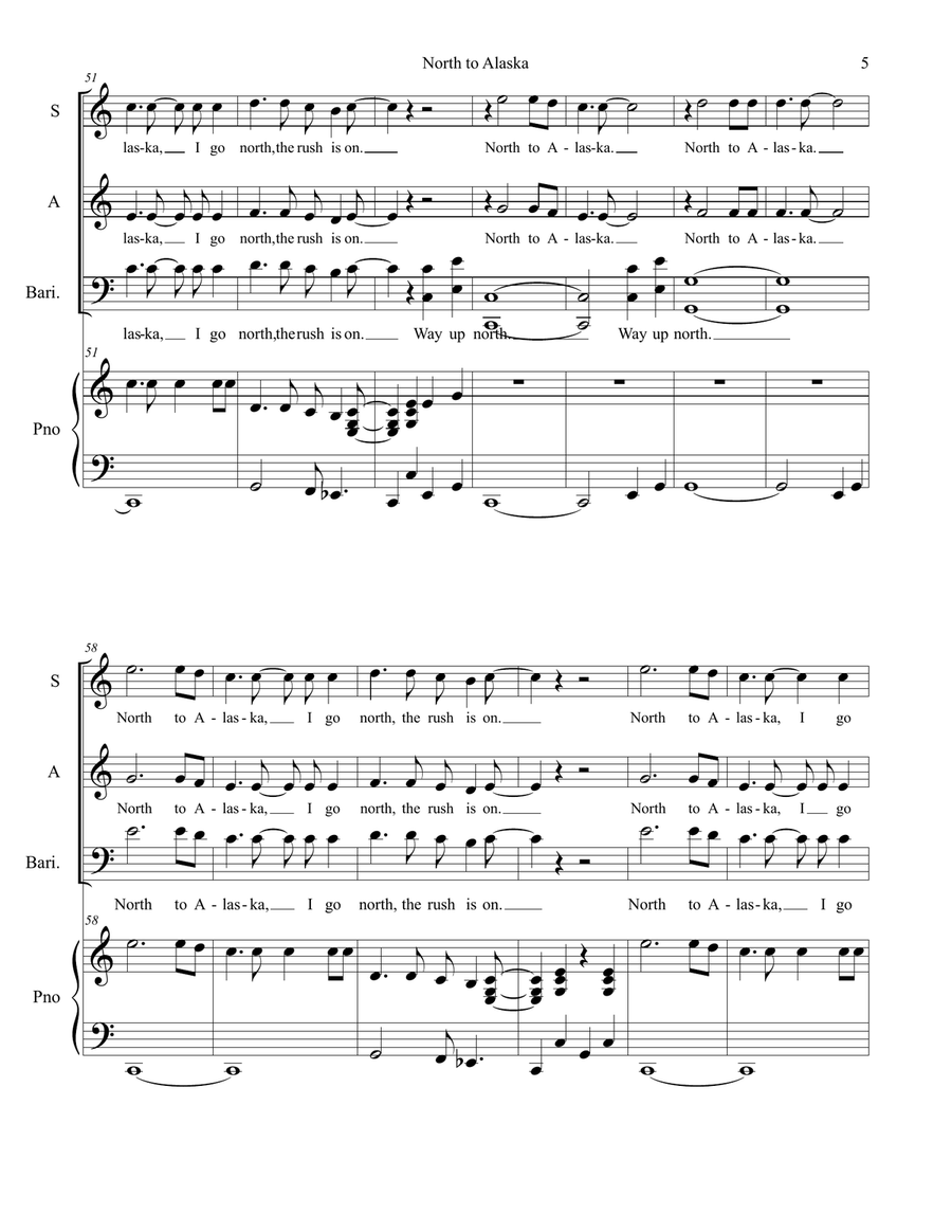 North To Alaska - Main Title 4-Part scores gallery preview page 5