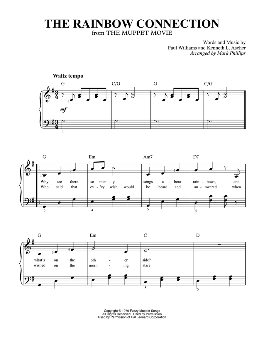 The Rainbow Connection Easy Piano scores gallery preview page 1