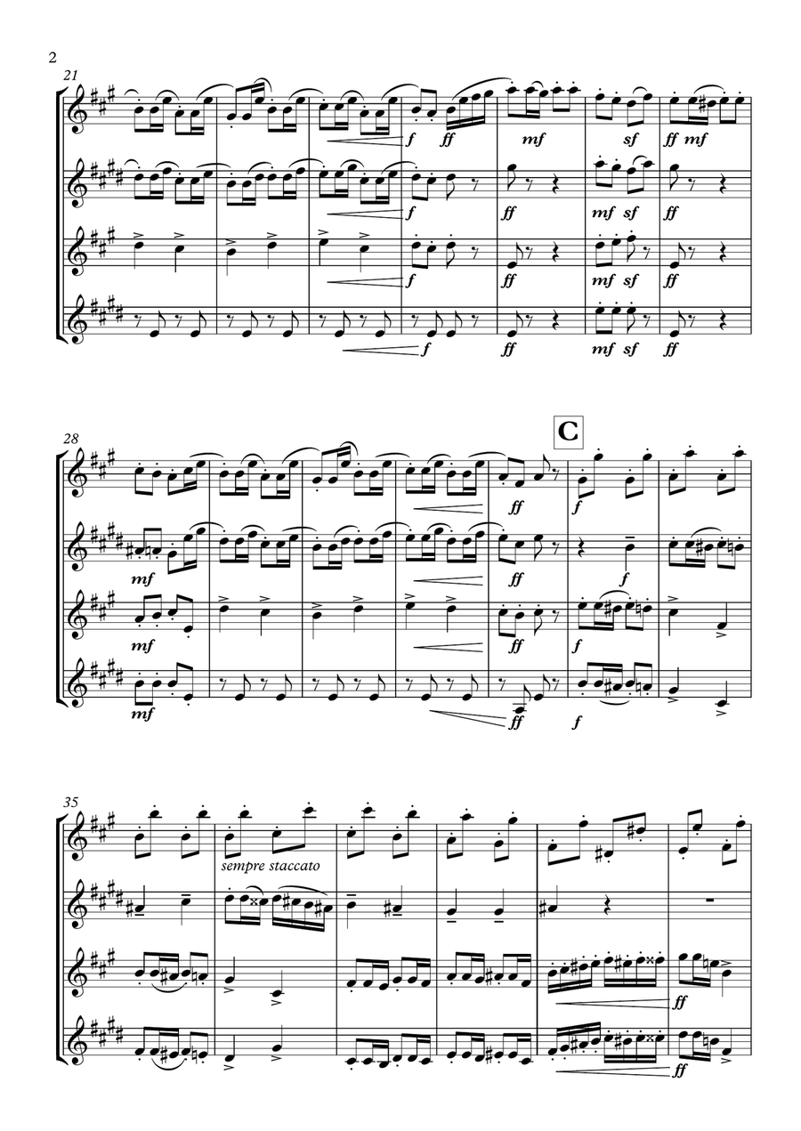 La suite de El cascanueces - 4. Danza rusa (Trepak) Woodwind Quartet scores gallery preview page 2