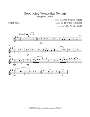 Good King Wenceslas Swings (easy sax quintet AATTB) Tenor Sax 1 part