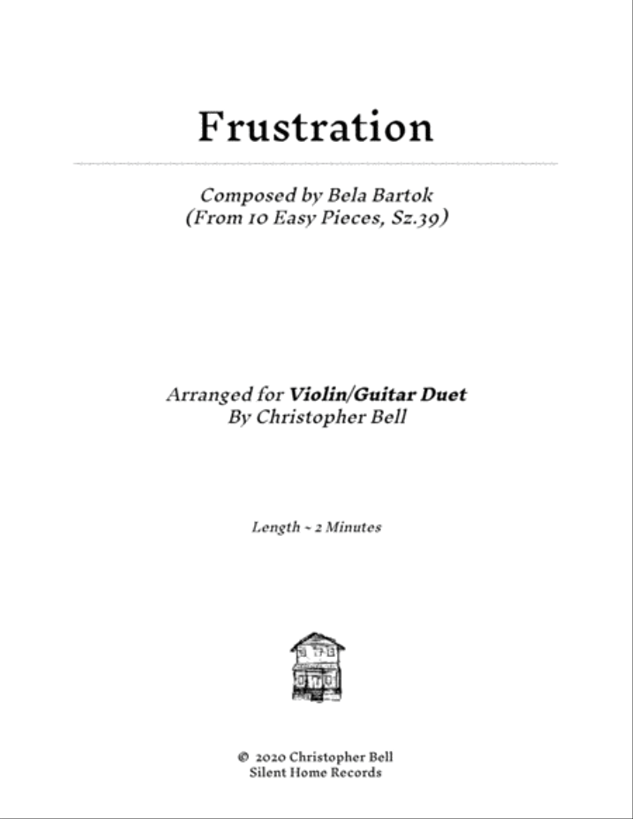 Bela Bartok - Frustration(From 10 Easy Pieces) - Violin/Guitar Duet String Duet scores gallery preview page 1