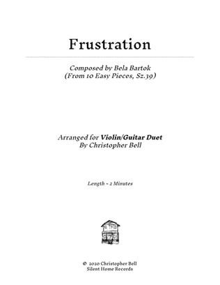 Bela Bartok - Frustration(From 10 Easy Pieces) - Violin/Guitar Duet