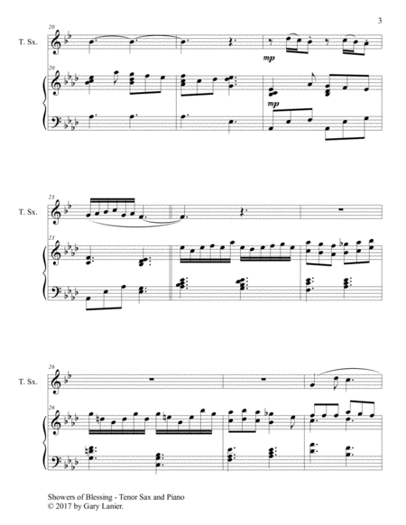 SHOWERS OF BLESSING (Duet – Tenor Sax & Piano with Score/Part) image number null