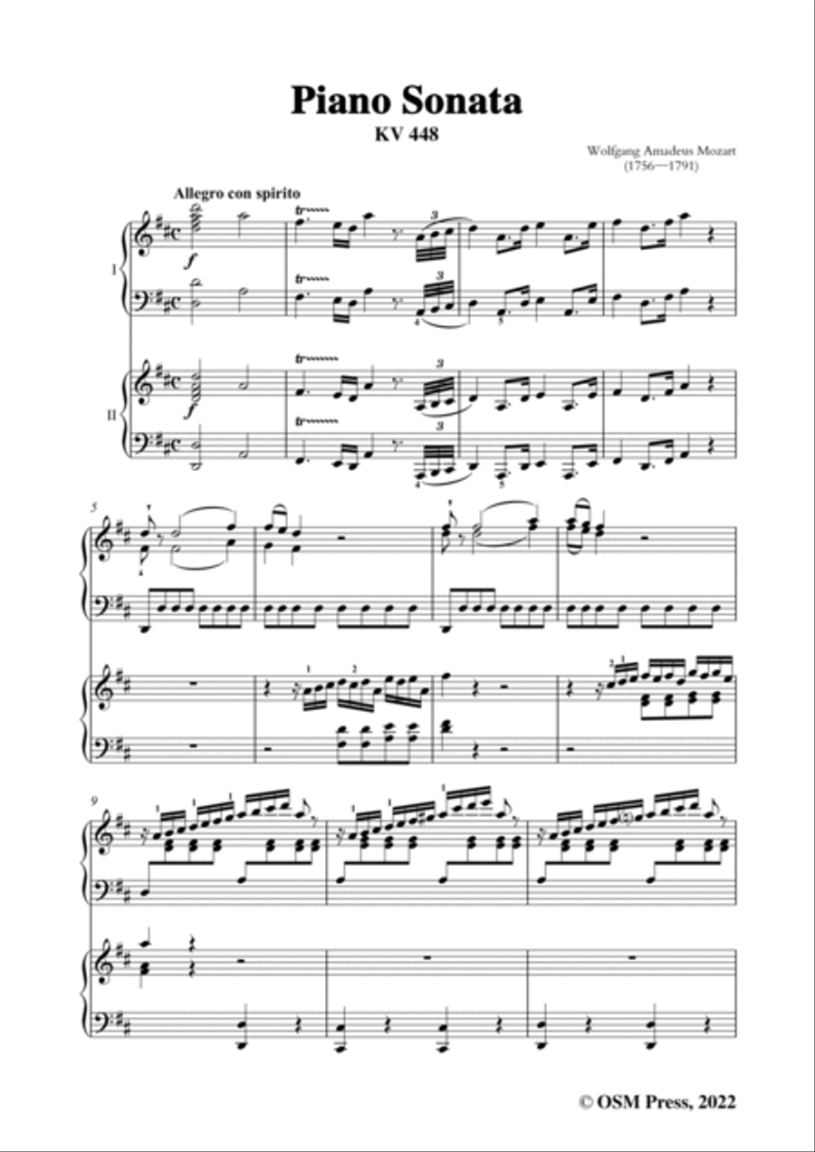 Mozart-Piano Sonata,K.448,in D Major,for 2 Pianos Piano scores gallery preview page 3