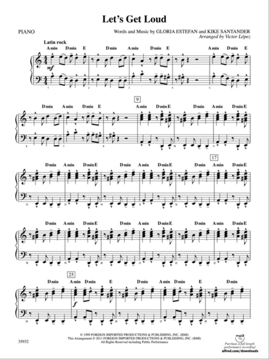 Let's Get Loud: Piano Accompaniment