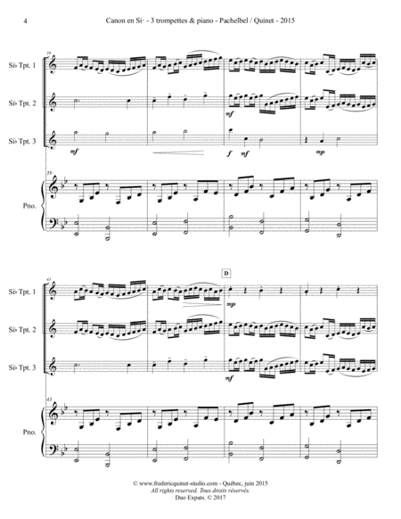 Pachelbel Canon - 3 Trumpets & Piano