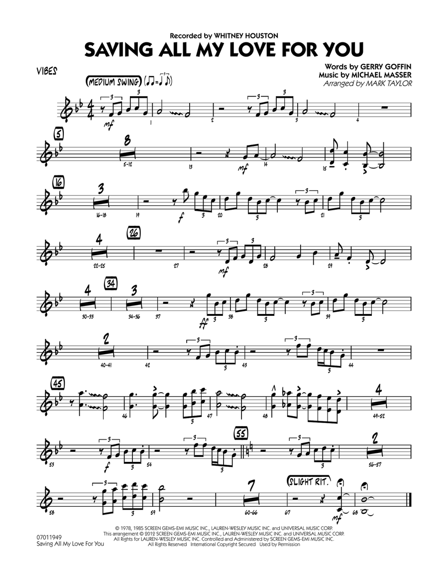 Saving All My Love for You - Vibes Jazz Ensemble scores gallery preview page 1