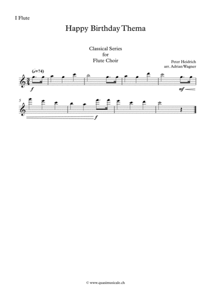 "Happy Birthday Thema" Flute Choir arr. Adrian Wagner image number null