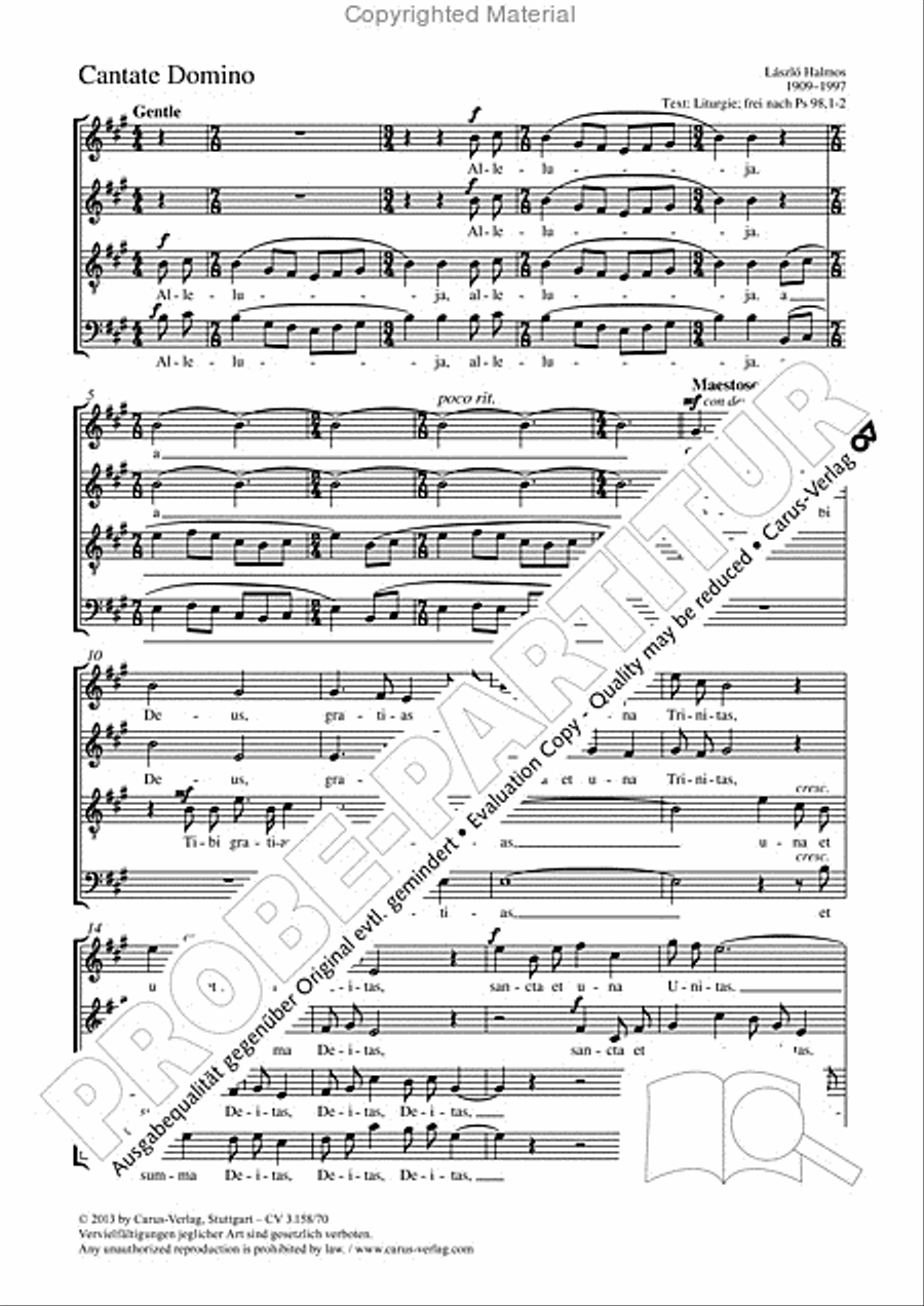Cantate Domino (Singet dem Herrn) 4-Part scores gallery preview page 2