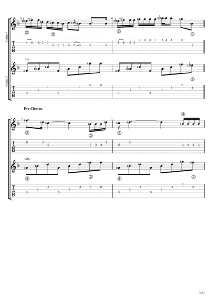Tomboy Tomboy Guitar Tablature scores gallery preview page 3
