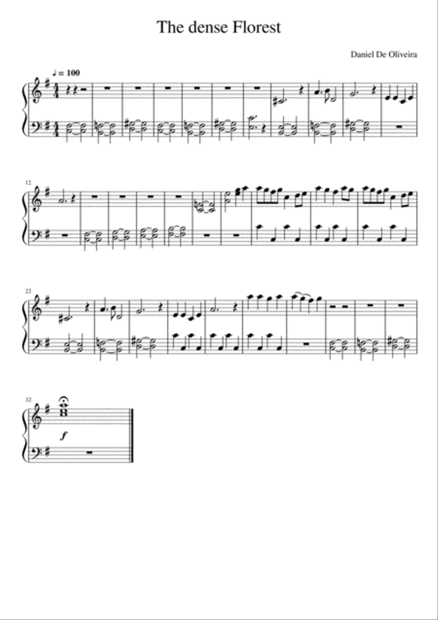 The dense Florest The dense Florest Easy Piano scores gallery preview page 1