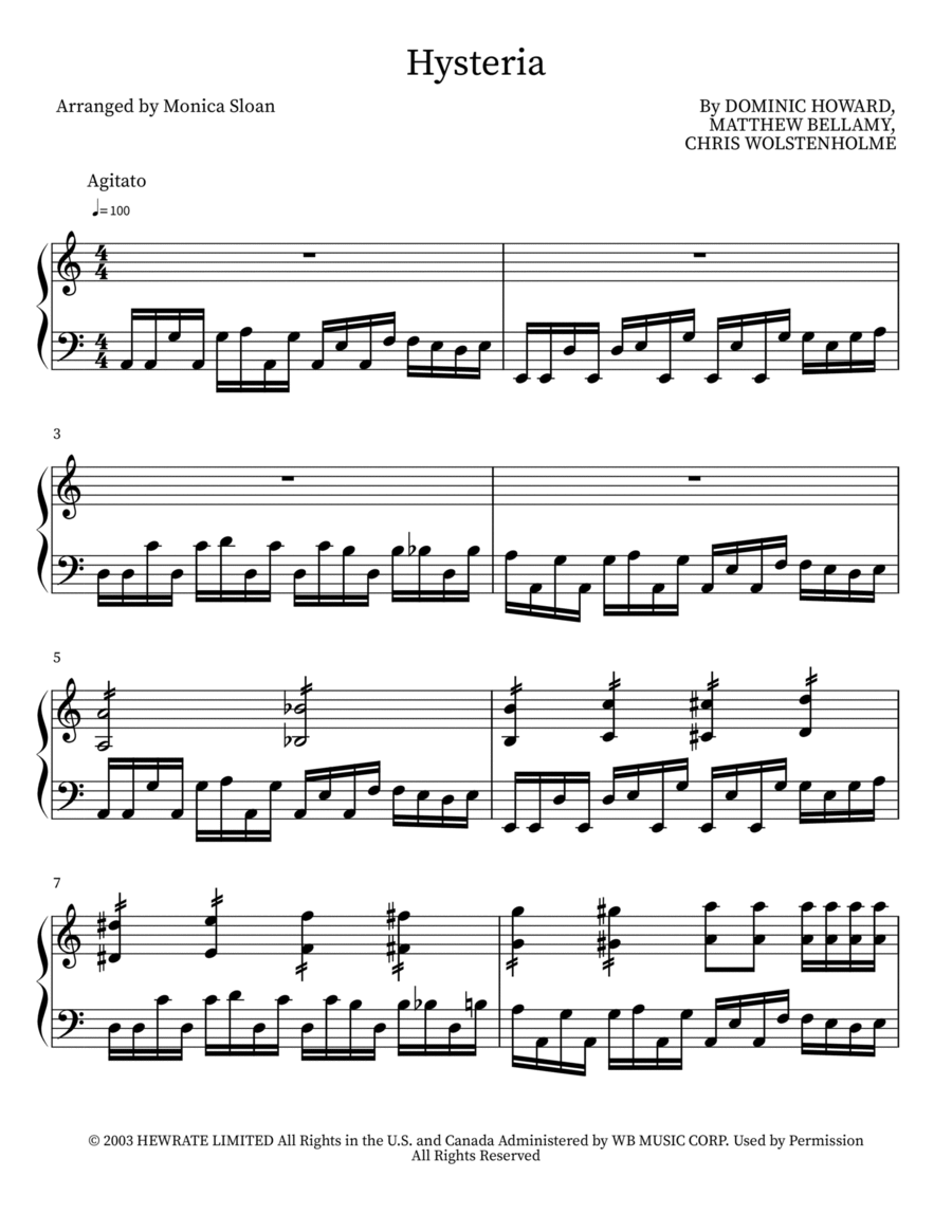 Hysteria Piano Solo scores gallery preview page 1