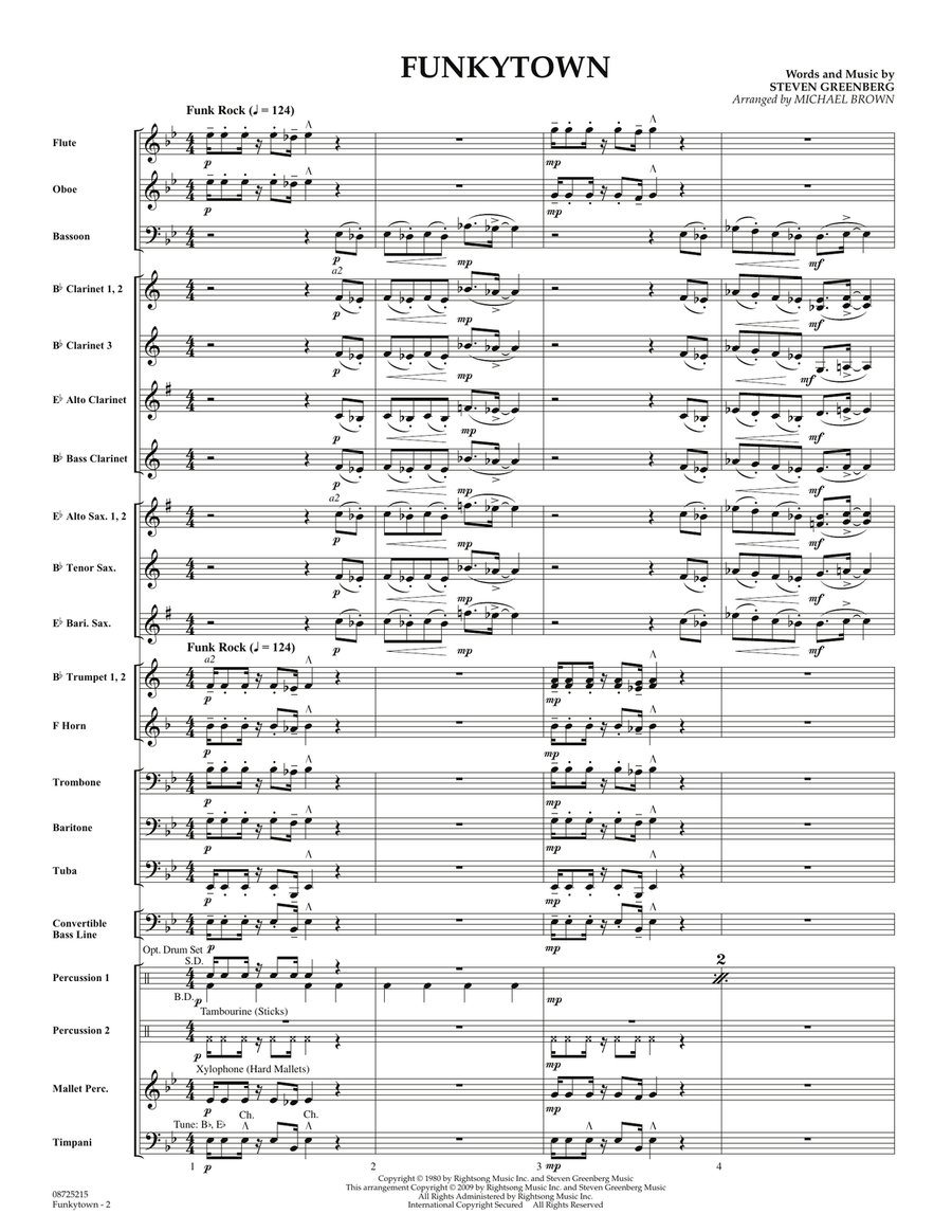Funkytown - Full Score Concert Band scores gallery preview page 2