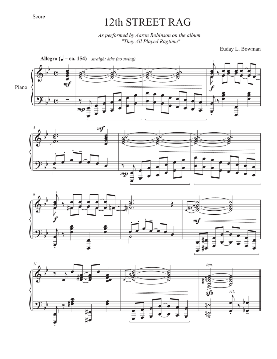 12th Street Rag Piano Solo scores gallery preview page 1