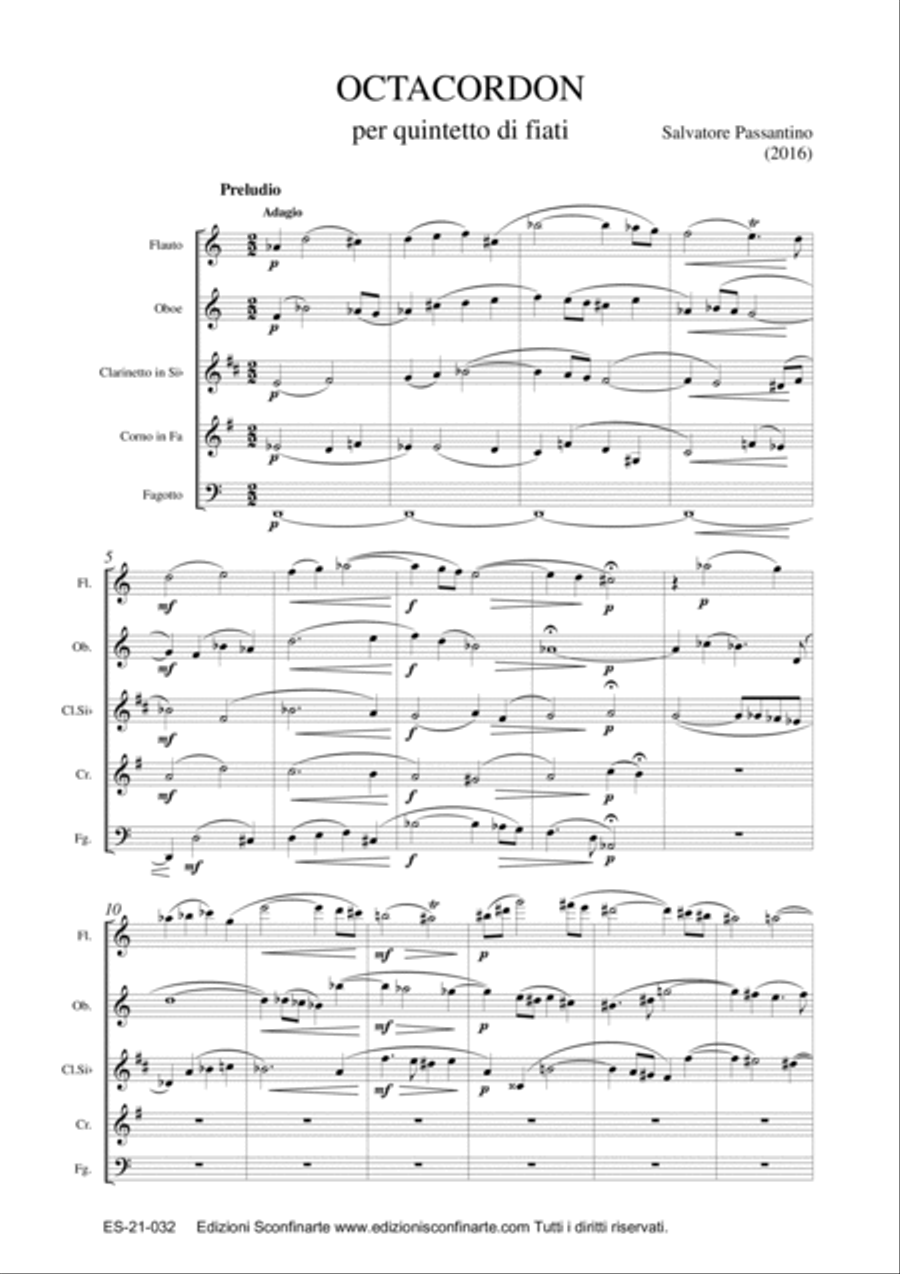 Salvatore Passantino: OCTACORDON (ES-21-032) - Score Only Woodwind Quintet scores gallery preview page 3