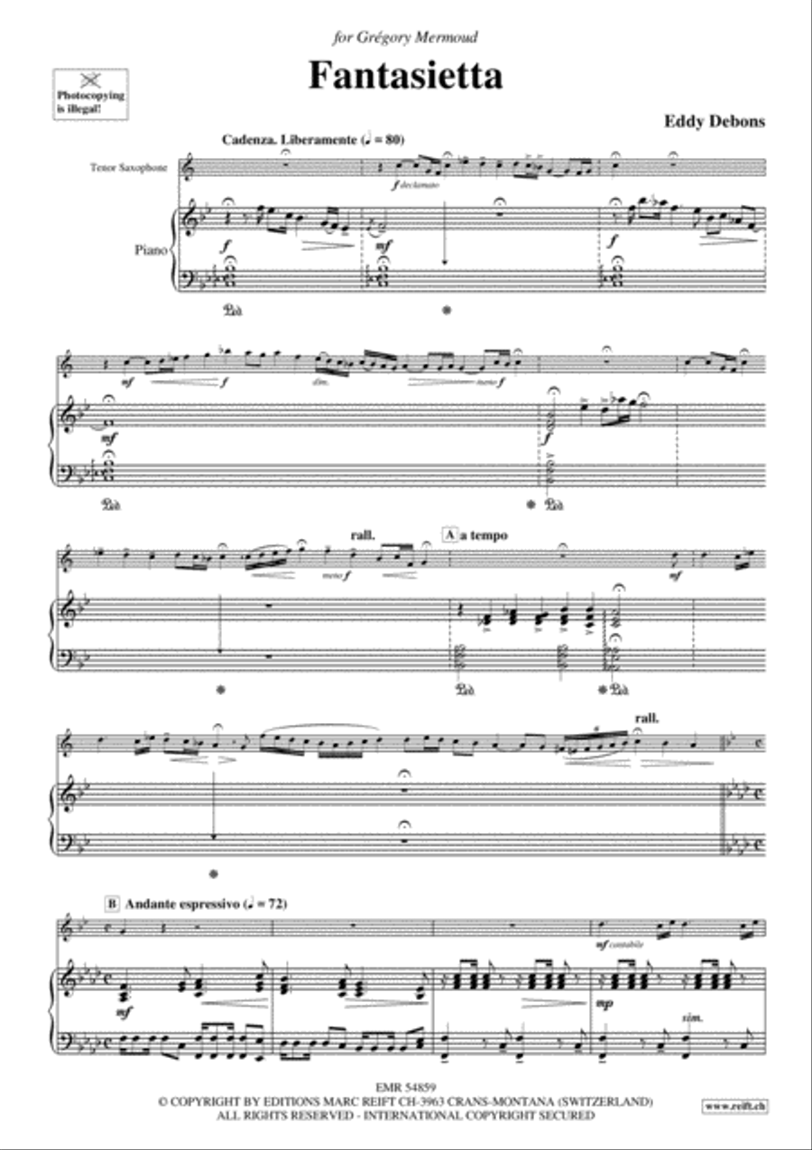 Fantasietta Tenor Saxophone scores gallery preview page 4