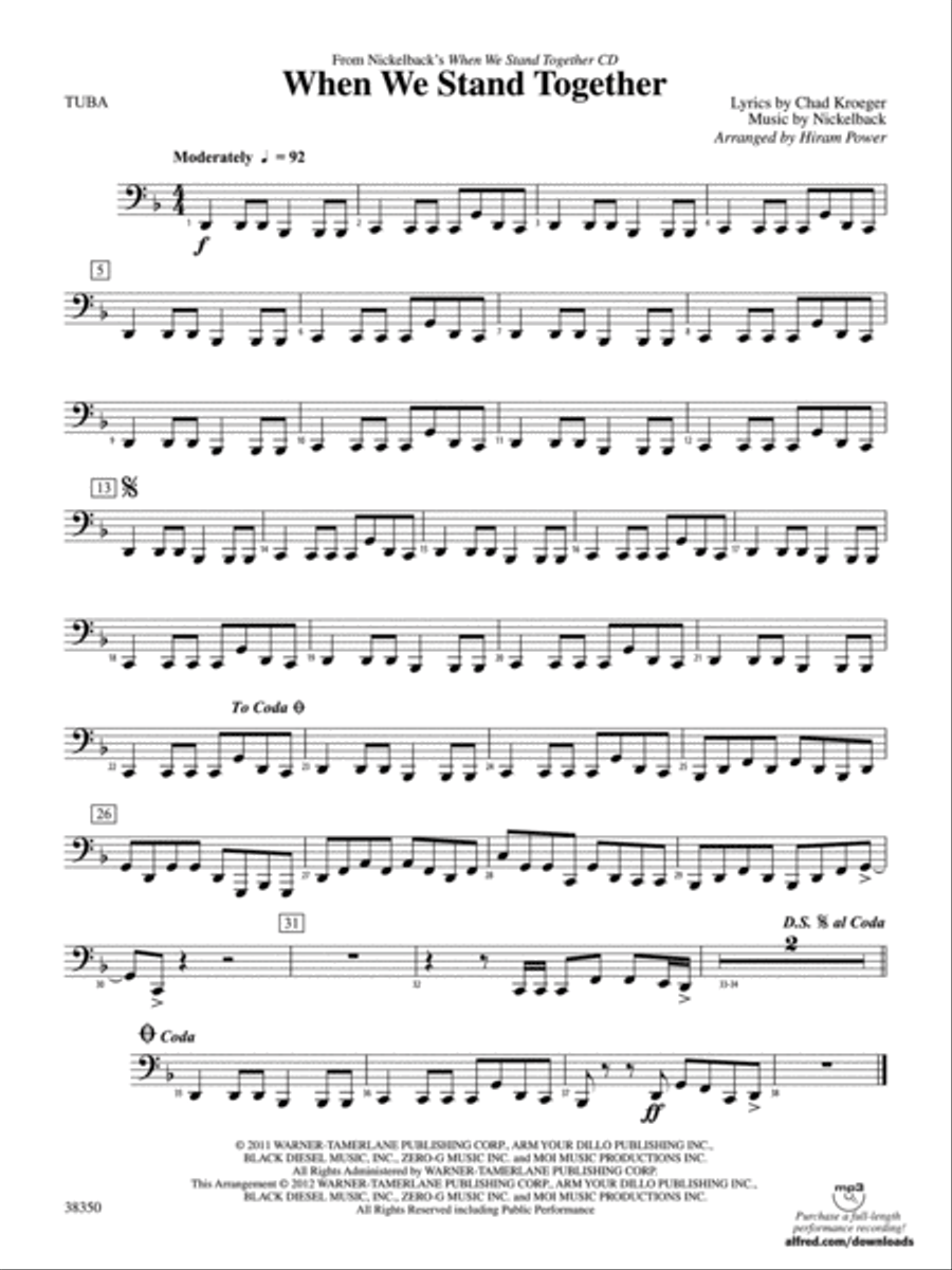 When We Stand Together: Tuba Concert Band scores gallery preview page 1