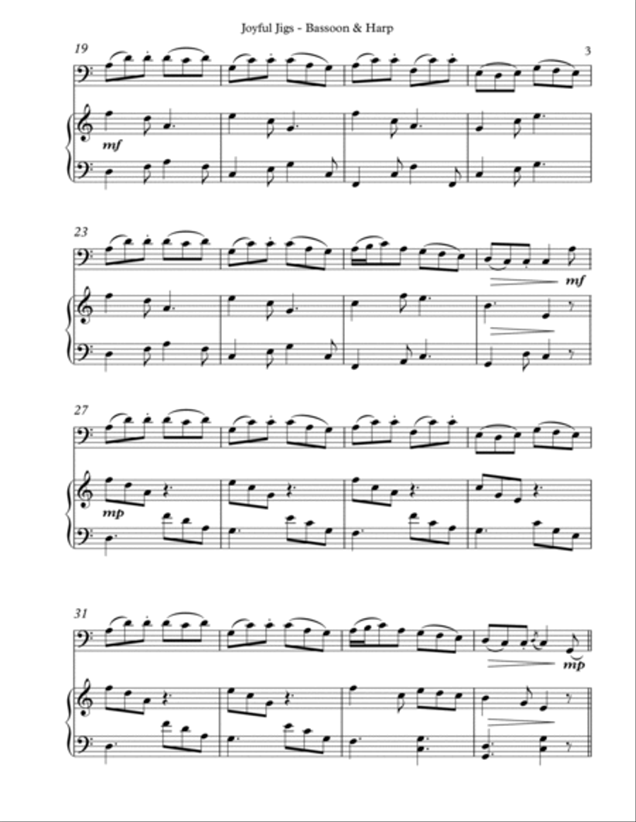 Joyful Jigs, Duet for Bassoon & Harp Bassoon scores gallery preview page 3