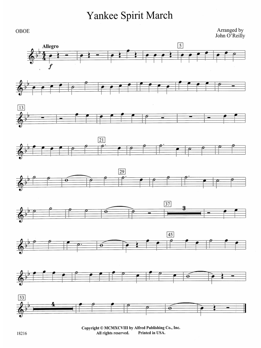 Yankee Spirit March: Oboe