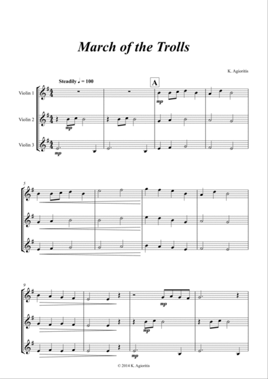 March of the Trolls - Violin Trio String Trio scores gallery preview page 5