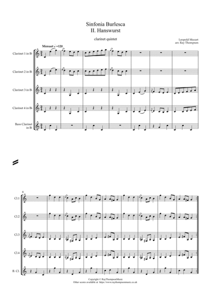 Leopold Mozart: Sinfonia Burlesca Mvt. II.Hanswurst - clarinet quintet image number null