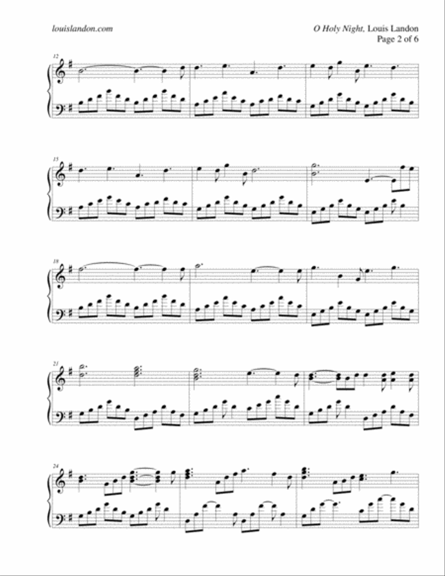 O Holy Night - Traditional Christmas - Louis Landon - Solo Piano Piano Solo scores gallery preview page 2