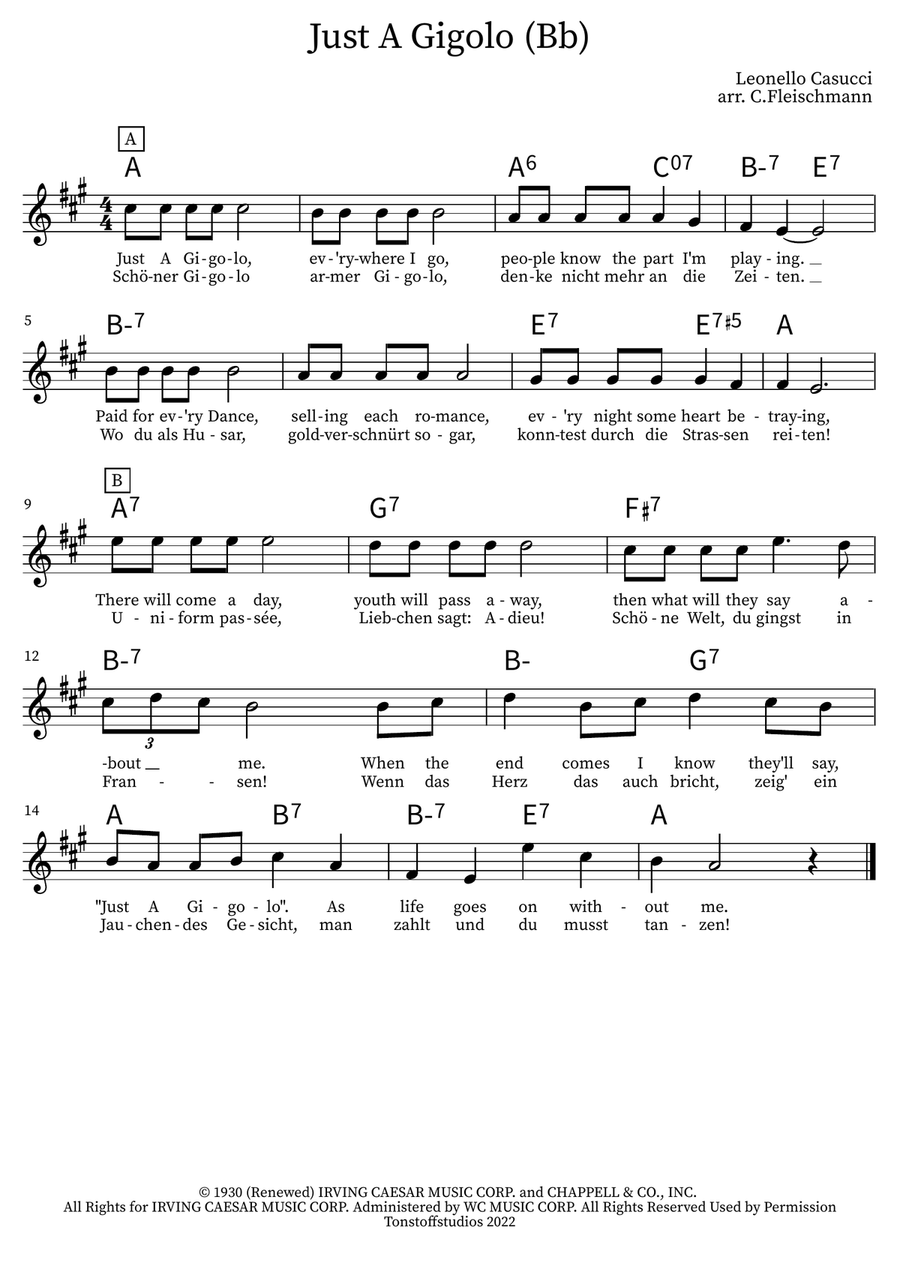 Just A Gigolo Piano scores gallery preview page 1