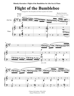 Book cover for Korsakov: Flight of the Bumblebee for Alto Sax & Piano