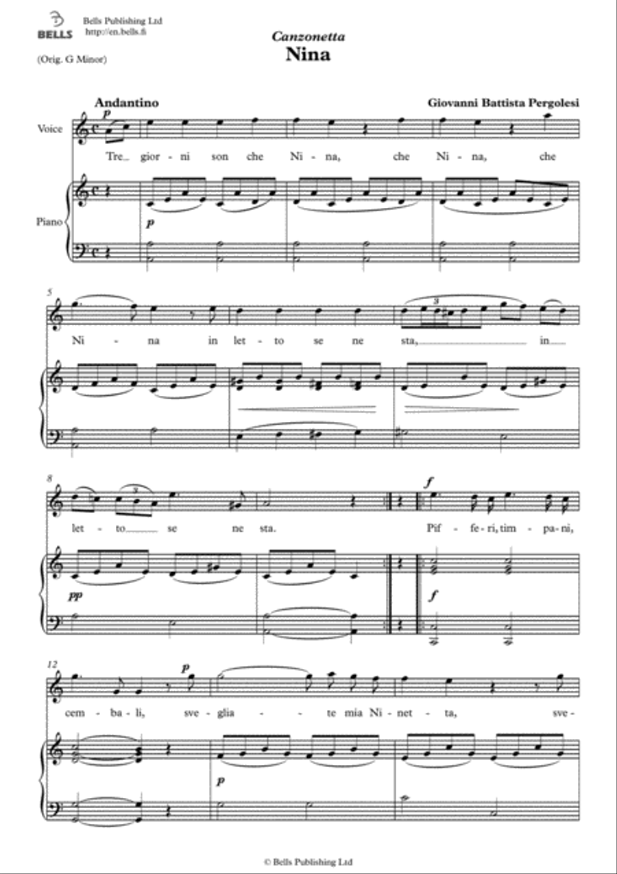 Nina (A minor) Voice Solo scores gallery preview page 1