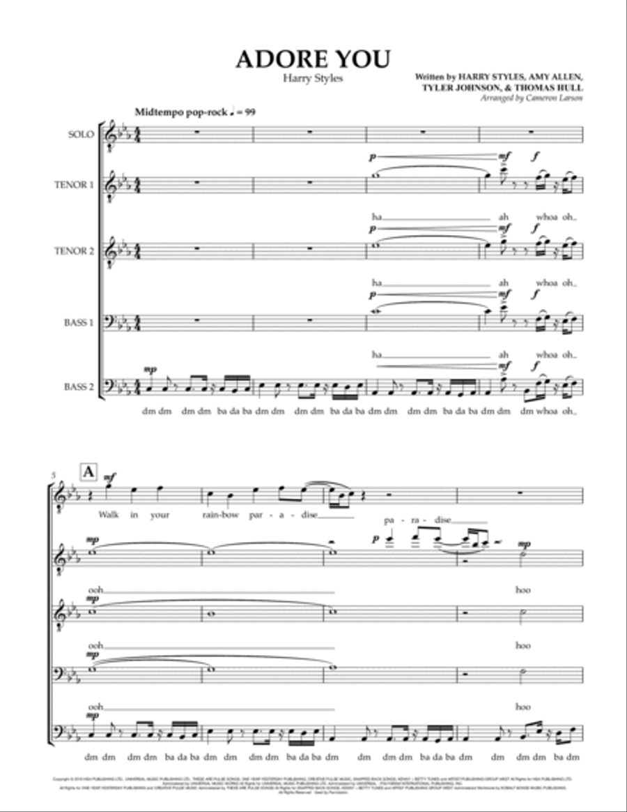 Adore You TTBB scores gallery preview page 1