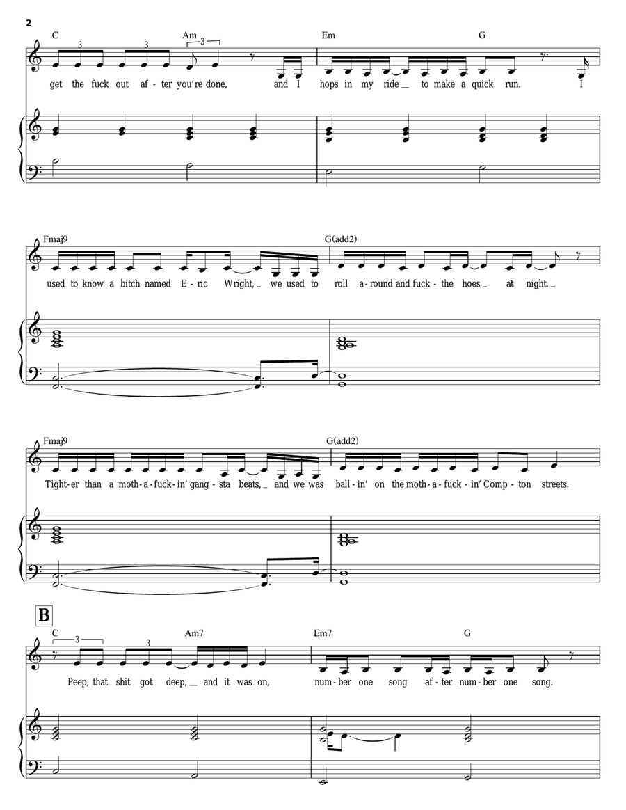 Bitches Ain't Shit Piano scores gallery preview page 2
