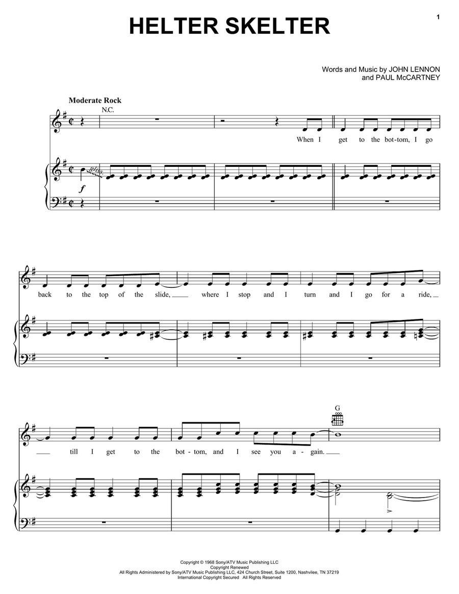 Helter Skelter Helter Skelter Piano, Vocal, Guitar scores gallery preview page 1