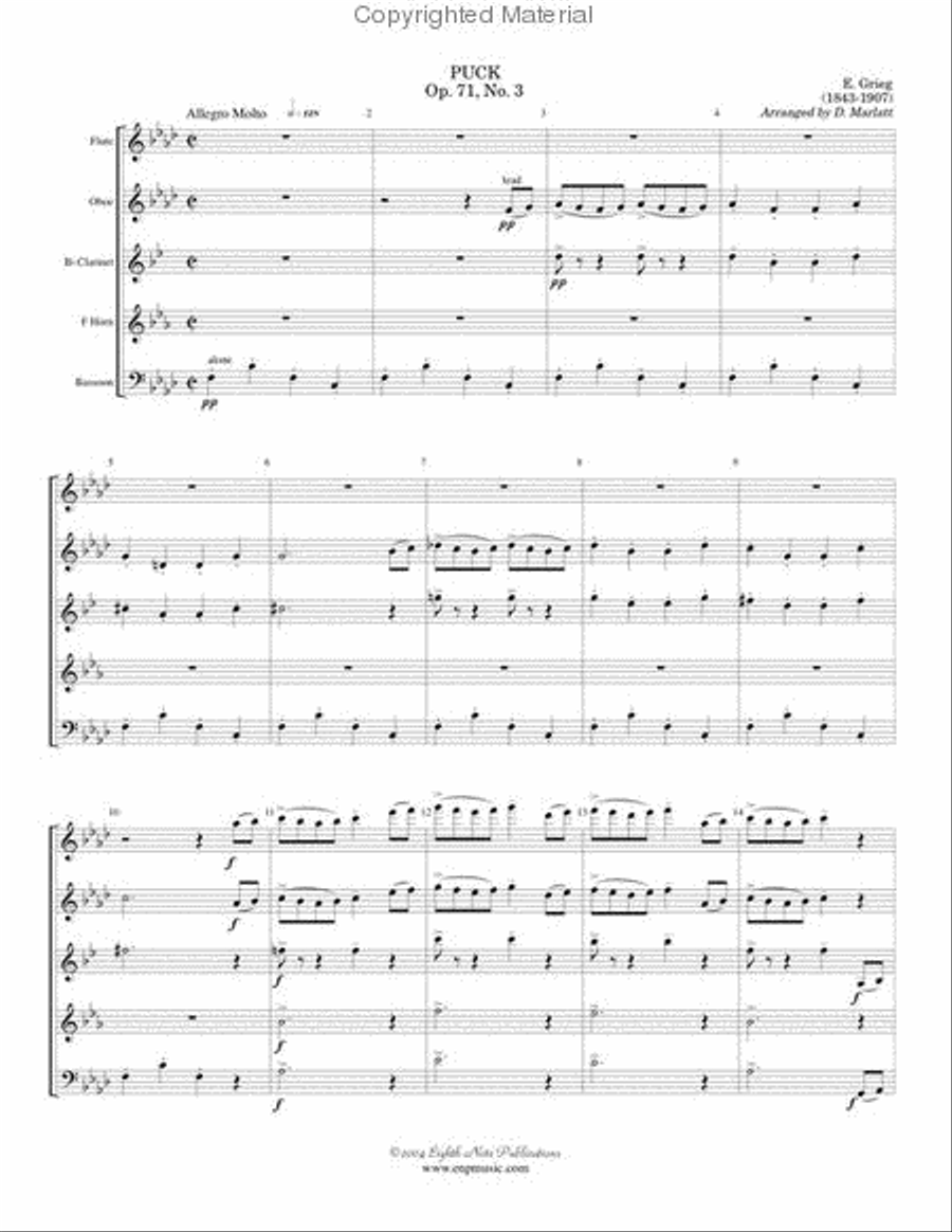 Puck, Op. 71 #3 Puck, Op. 71 #3 Woodwind Quintet scores gallery preview page 2