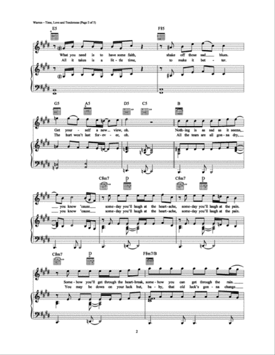 Time, Love and Tenderness Piano, Vocal, Guitar scores gallery preview page 2