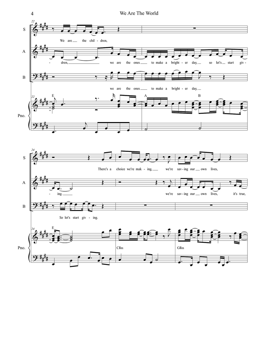 We Are The World 3-Part scores gallery preview page 4
