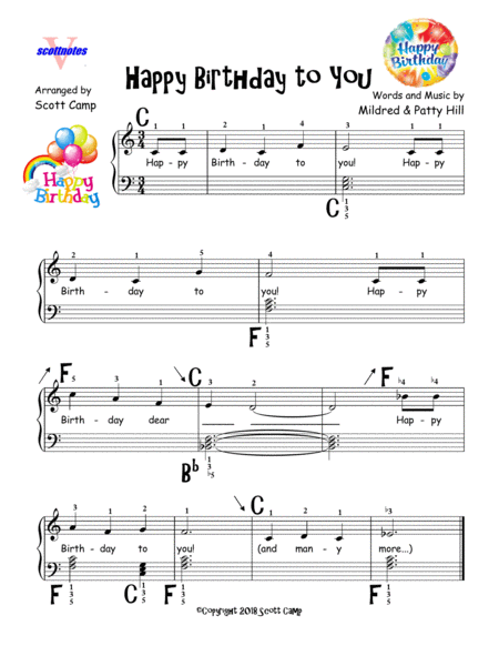 Happy Birthday to You (First Year Piano)