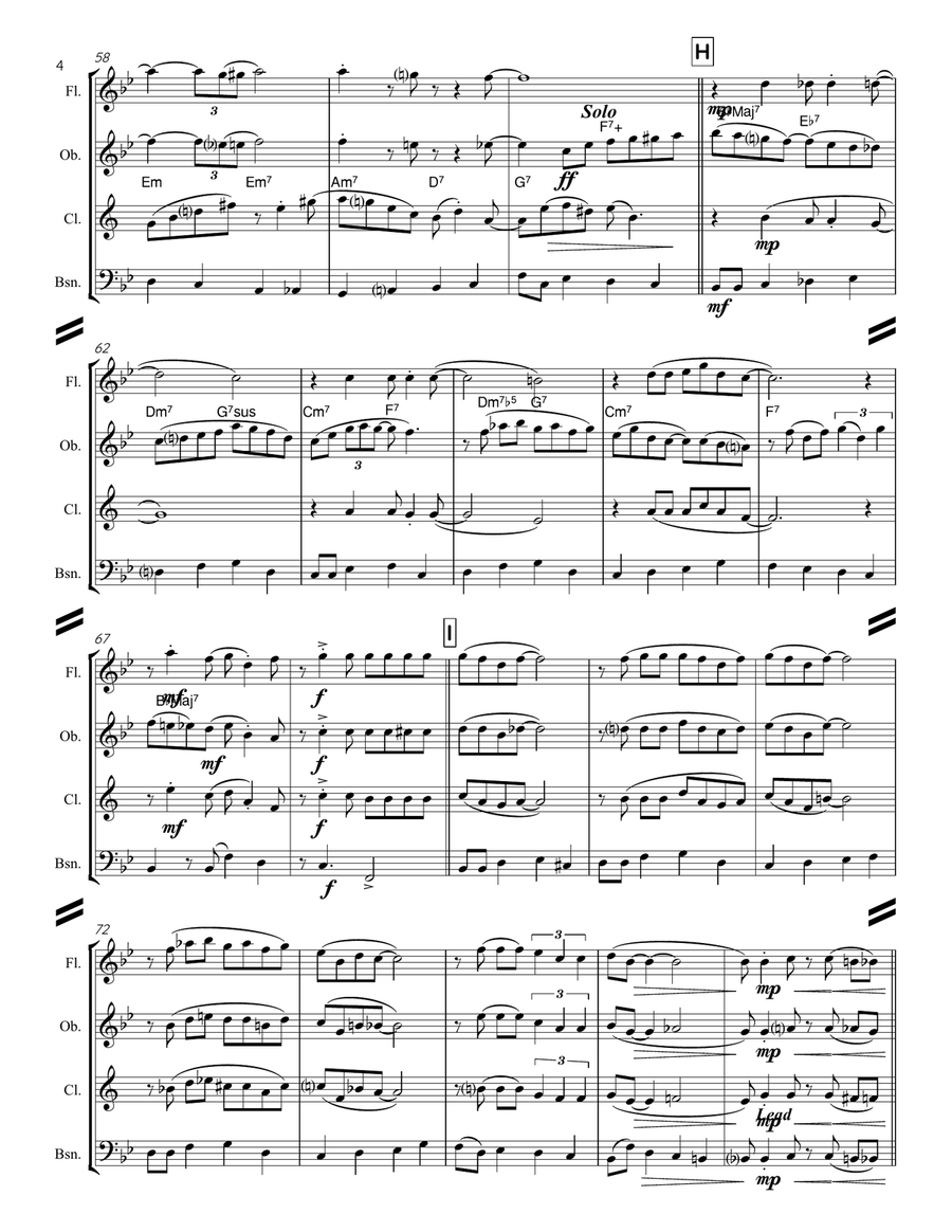 Teach Me Tonight Woodwind Quartet scores gallery preview page 5