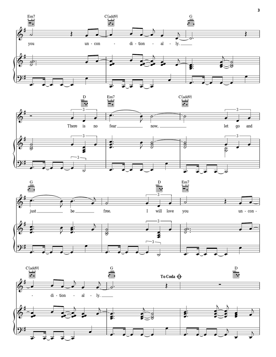Unconditionally Piano, Vocal, Guitar scores gallery preview page 3