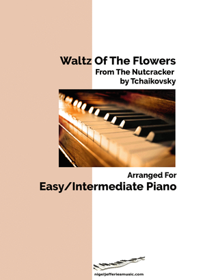 Book cover for Tchaikovsky's Waltz of the Flowers arranged for easy/intermediate piano