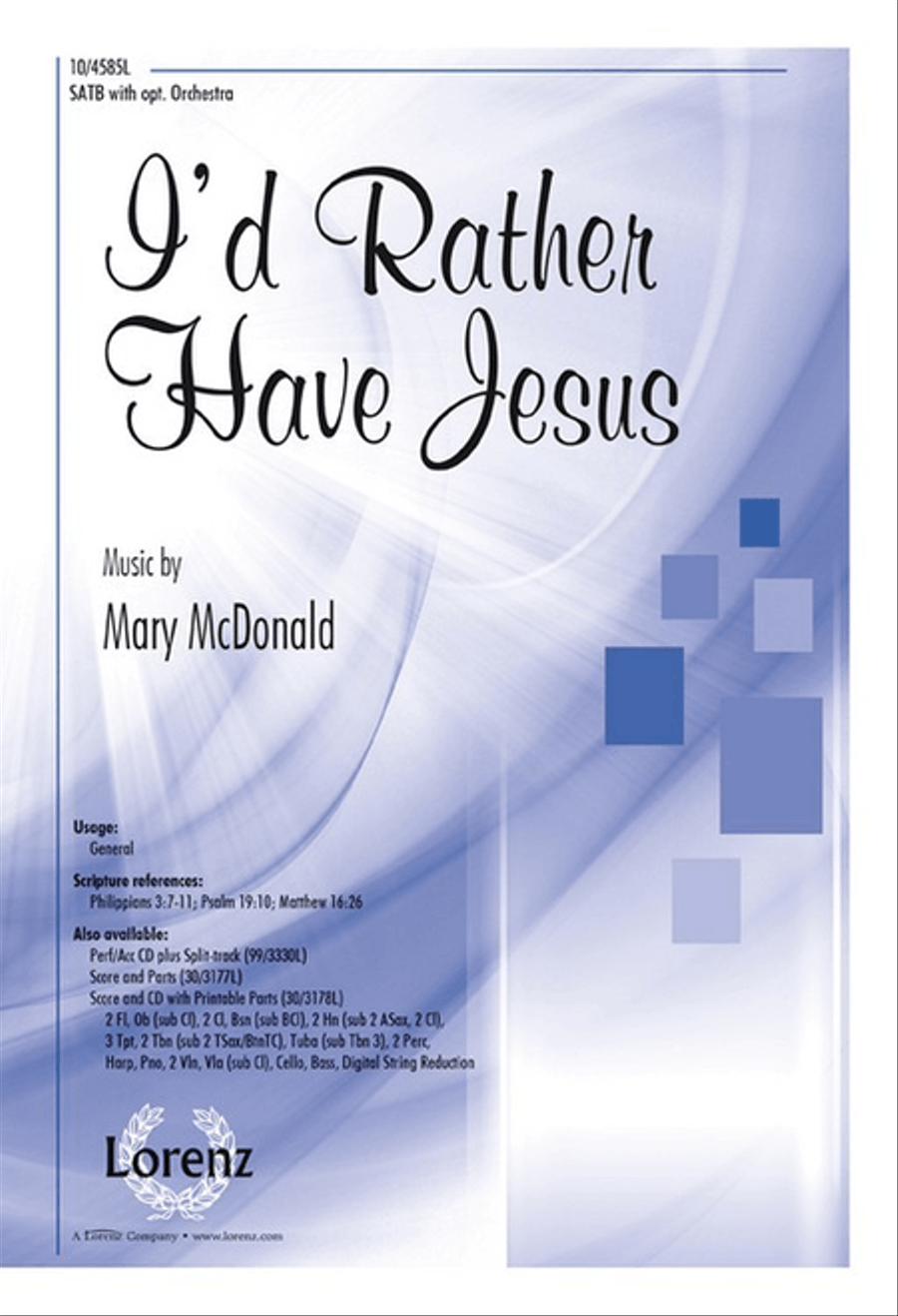 I'd Rather Have Jesus I'd Rather Have Jesus 4-Part scores gallery preview page 1
