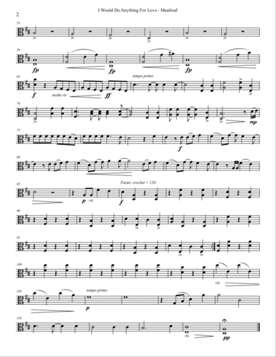 I'd Do Anything For Love (but I Won't Do That) String Quartet scores gallery preview page 6